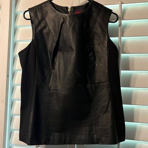 Genuine Leather Sleeveless Top Fitted